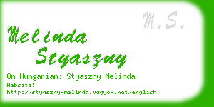 melinda styaszny business card
